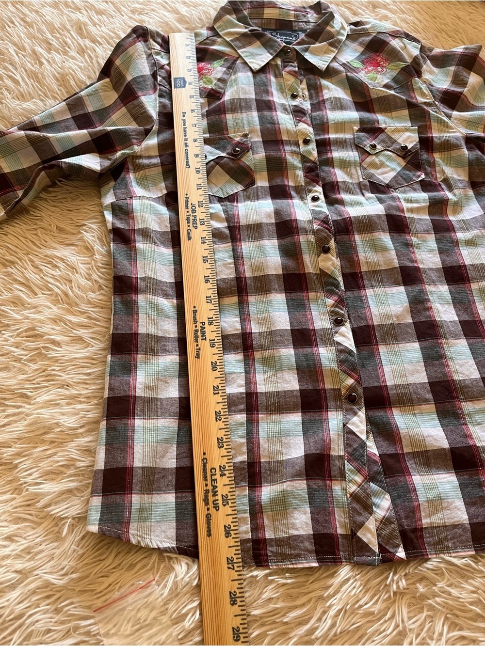 Shyanne Western Plaid Button-Down Shirt Multicolor Cotton Black Snap Metallic L - Picture 7 of 11